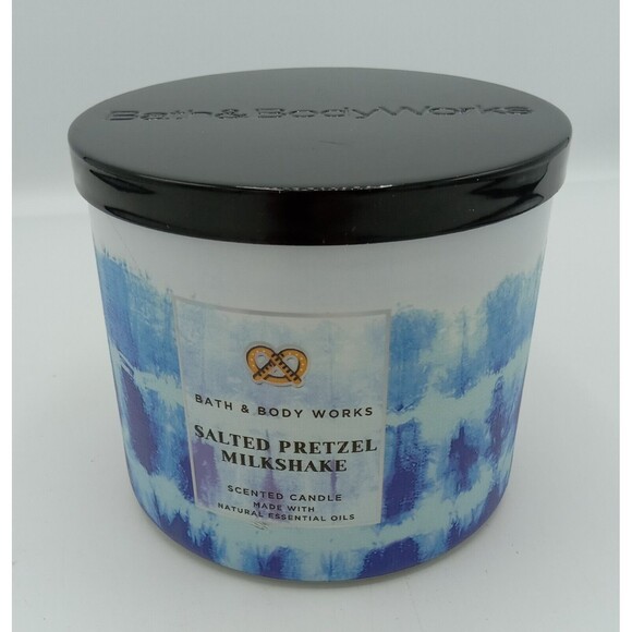 Bath & Body Works Salted Pretzel Milkshake Blue 3-Wick Scented Candle 14.5oz - Picture 1 of 4